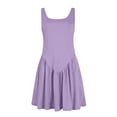thumbnail image 4 of Liquidation d'Automne! Robes pour Femmes, Robe d'Été Décontractée pour Femmes avec Poches, Couleur Unie, Mini-Robe à Col en V, Violet, P, 4 of 9
