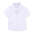 thumbnail image 1 of Hiiyo Girls Short Sleeve White Shirt Solid Versatile School Button-Up Shirt, 1 of 8