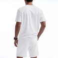 thumbnail image 4 of JDQJBZ Mens 2 Piece Loungewear Set Breathable V Neck Short Sleeve Shirt and Elastic Shorts, 4 of 5