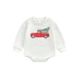 thumbnail image 1 of Faithtur Barboteuse Garçon Fille, Manches Longues Col Rond Dessin Animé Voiture Arbre Automne Printemps Combinaison Courte, 1 of 7
