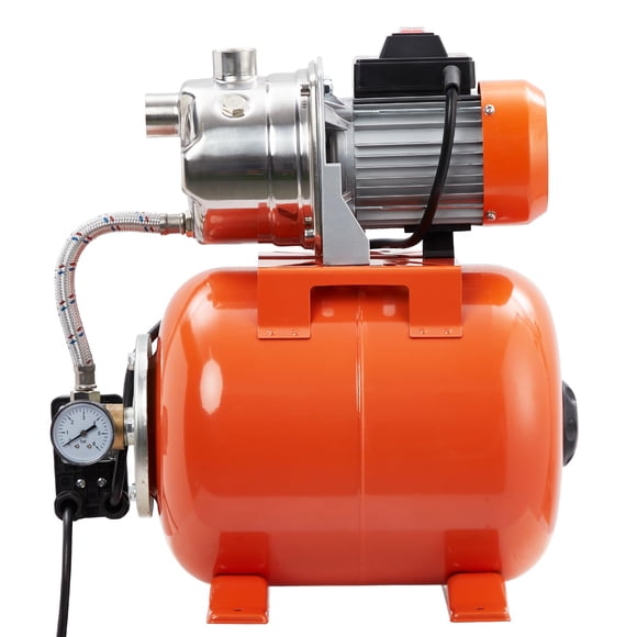 BeesClover 0.75HP Shallow Well Pump with Pressure Tank, Stainless Steel Irrigation Pump for Sprinkler System, Water Transfer Pump 115v, Electric Utility Pump for Garden, Pool, Well, Irrigation