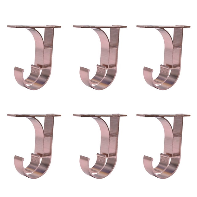 Hooks Storage Solution for Ceiling Curtain Rod 6Pcs Installation Hook Hanger Bracket Rose Gold for Durable Support and Organization