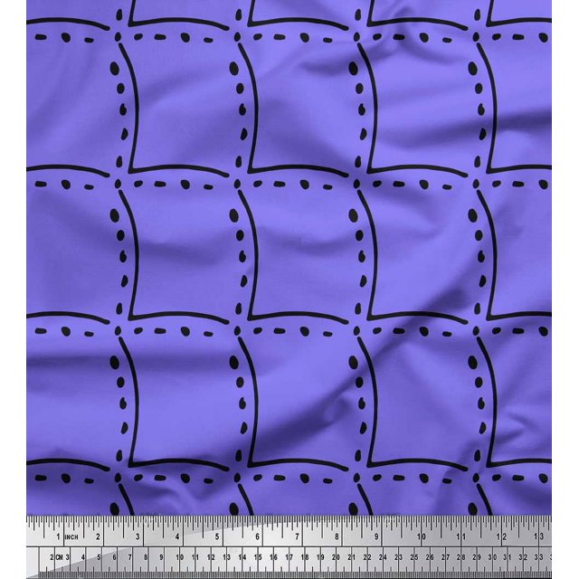 Soimoi Purple Velvet Fabric Tendril & Abstract Printed Fabric 1 Yard 58 Inch Wide