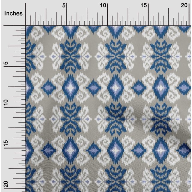 oneOone Georgette Viscose Fabric Diamond & Swirl Ikat Decor Fabric Printed BTY 42 Inch Wide