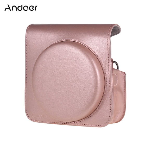 Andoer Protective Case PU Leather Bag with Adjustable Strap for Fujifilm Instax Square SQ6 Instant Film Camera Pink