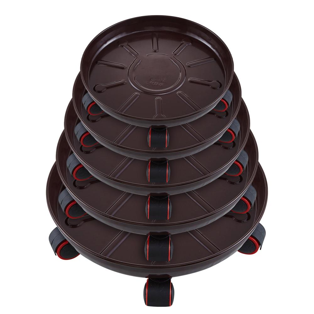 Feltree Base à Roue Universelle en Fer et Métal, Coussinet Circulaire Épaissi avec Bac de Récupération d'Eau, Pot de Fleurs en Fer et Métal Mobile avec Plateau à Roulettes