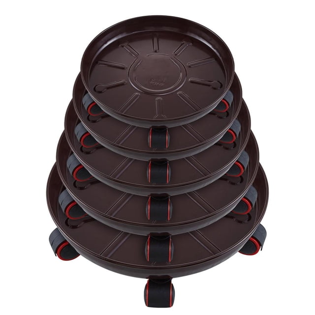 Feltree Base de Roue Universelle en Métal Fer Circulaire Épaissie avec Boîte de Réception d'Eau, Pot de Fleurs en Métal Fer avec Plateau à Roulettes