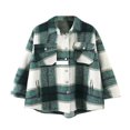 thumbnail image 1 of Womens Plaid Button Down Blouses Coat Thicken Jackets Cardigans Oversize Shirts S, 1 of 6