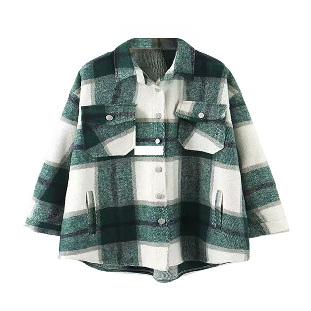 Womens Plaid Button Down Blouses Coat Thicken Jackets Cardigans Oversize Shirts S