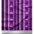 thumbnail image 1 of Soimoi Polyester Crepe Fabric Geometric & Striped Floral Block Print Fabric by The Yard 52 Inch Wide, 1 of 3