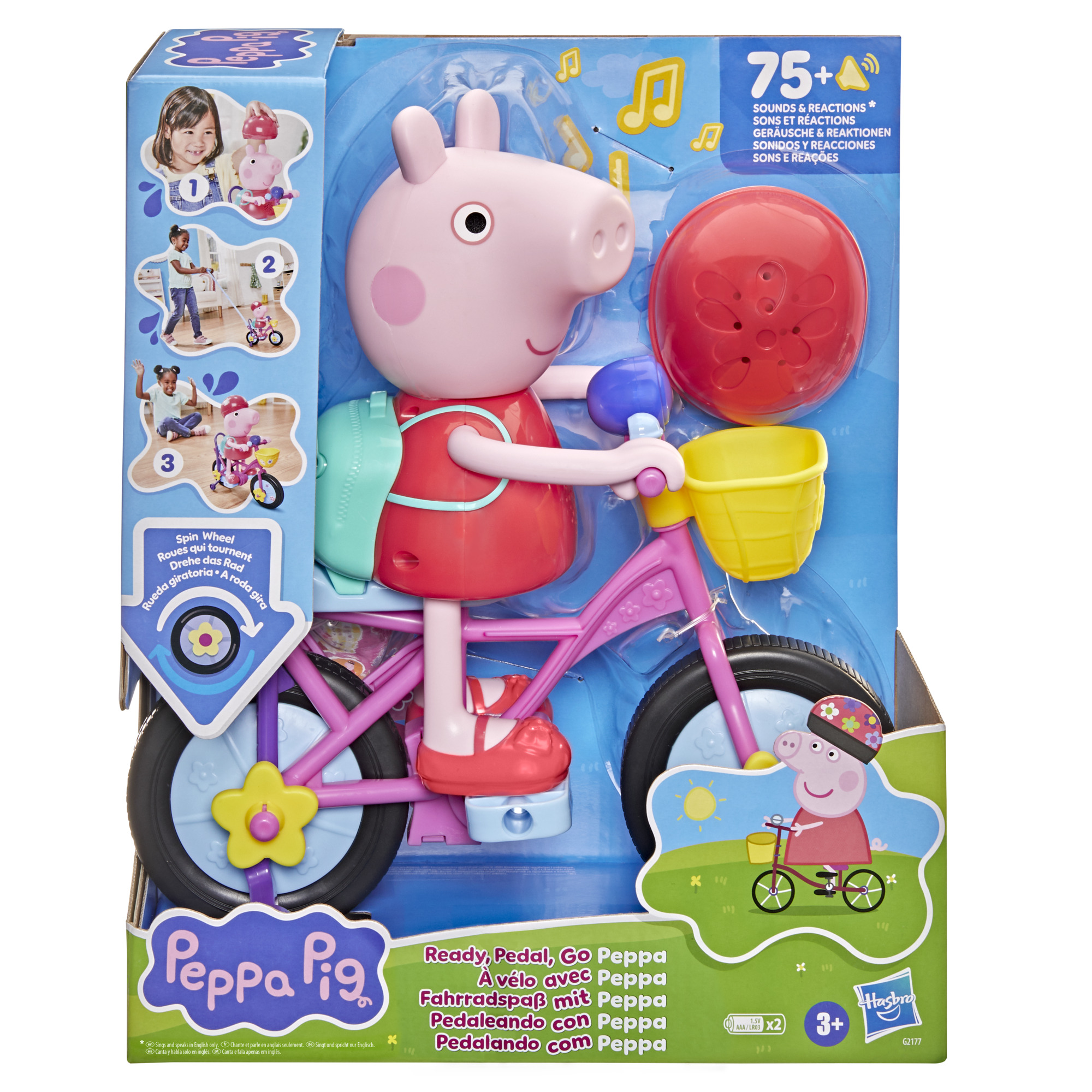 Peppa Pig À vélo avec Peppa, coffret avec figurine interactive et vélo - Version anglaise