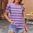 thumbnail image 2 of Pisexur Hauts pour Femmes, Hauts de Sortie pour Femmes & T-Shirt à Manches Courtes Col Rond Imprimé Haut Ample, Hauts de Printemps pour Femmes Violet,TG, 2 of 6