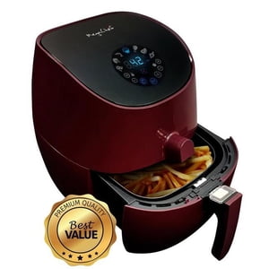 MegaChef MCAI307 3.5 quart Airfryer and Multi-Cooker, Burgundy - 7 Pre-Programmed Settings