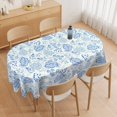 thumbnail image 2 of Oval Tablecloth 52 x 70 Inch, Blue Paisley Floral Tablecloth for Oval Table, Fabric Wrinkle Free Washable Waterproof Vintage Tablecloth Oval Table Cloth for Dining Room Table, 2 of 5