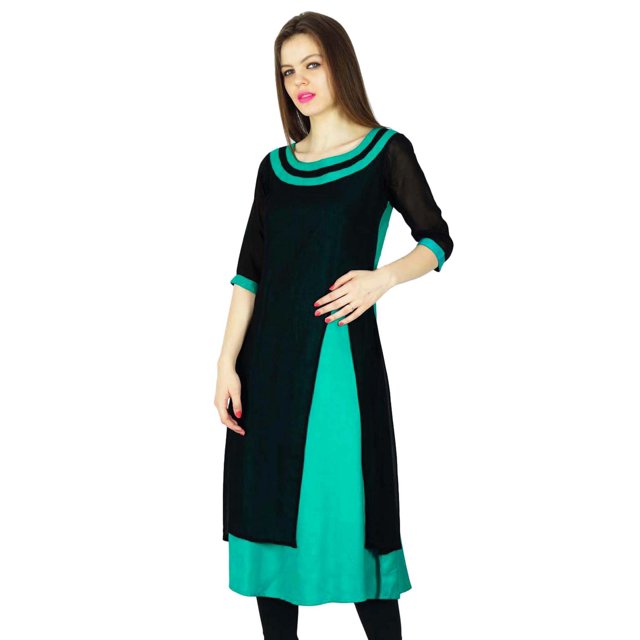 Phagun Kurta de Designer pour Femmes Kurti Ethnique Haut Tunique Robe en Rayonne et Georgette