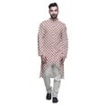 thumbnail image 1 of Atasi Kurta à Manches Longues Imprimé, Boutonné, Asymétrique, Kurta de Designer pour Garçons, 1 of 5