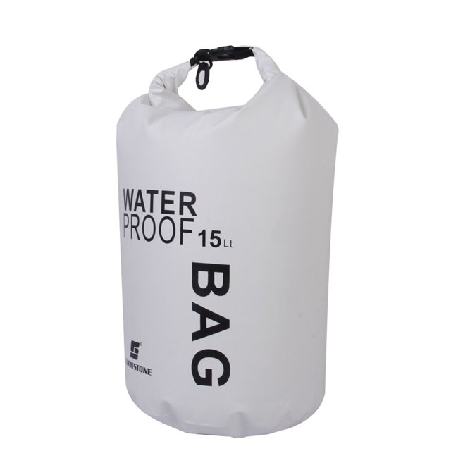 Langgg 15L Waterproof Dry Bag Pouch for Camping Boating Fishing Rafting White