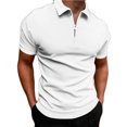 thumbnail image 1 of DPTALR Hommes Décontracté Uni Col Rabattu Chandail Patchwork Fermeture Éclair Manches Courtes Blouse, 1 of 5