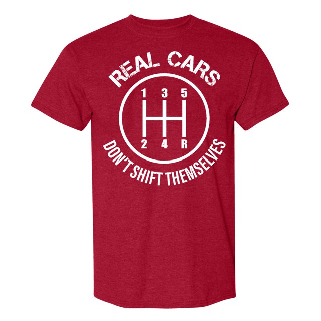TINZ T-Shirt pour Hommes « Real Cars don't Yourself » Bâton Manuel Humour Mécanicien de Course Automobile Hauts Manches Longues Chemise Longue Femmes Chemises Décontractées pour Femmes Vêtements d'Été Chemise