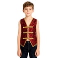 thumbnail image 3 of YiZYiF Boys Medieval Renaissance Clothes V Neck Tailcoat Steampunk Vest for Kids Red 8, 3 of 5