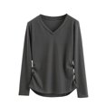 thumbnail image 1 of Kaemgyyd Women's V Neck T Shirts Soft Solid Color Long Sleeve Tops Casual Loose Base Layer Tees Fall Spring Clothes, 1 of 4