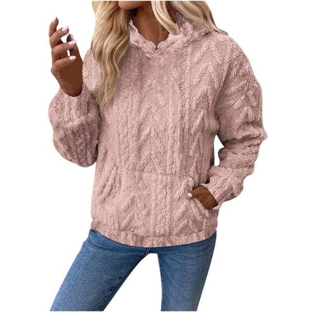 Timegard Chandails Molletonnés pour Femmes Hiver en Molleton Chauds Amples Confort Chandails à Capuchon Chandails à Enfiler Hauts avec Poches