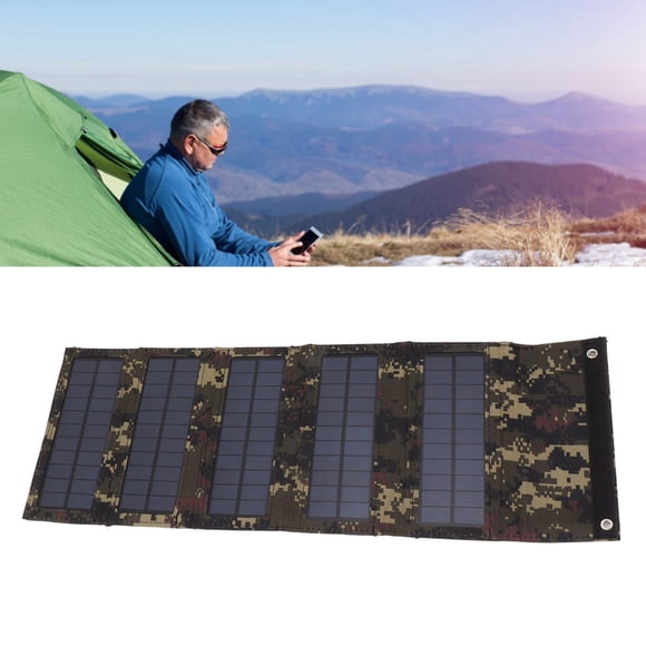 50W Portable Solar Panel, Monocrystalline Silicon 5 Folding Foldable Solar Panels Bag With USB Charging Port, Solar Panel Case For Camping, Hiking, Backpacking, Outdoor Emergency