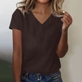 thumbnail image 2 of Besolor Summer Short Sleeve Shirts for Women Casual V Neck Solid Color Basic Tees Ladies Going out Tops, 2 of 3