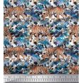 thumbnail image 1 of Soimoi polyester Crepe Fabric texture,leaves & tiger Animal Decor Fabric Printed Yard 52 Inch Wide, 1 of 1