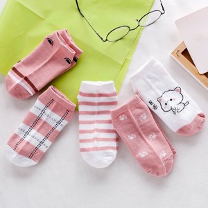 Chaussettes 5 Pairs Imprimer Chaussettes Pour Femmes Hommes Filles Series Imprimez Chaussettes unisexes de style coloré Mignons