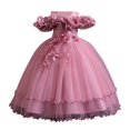 thumbnail image 1 of Ashirexll Robe de Performance Sans Manches pour Filles Jupe Tutu en Maille Col Rond Robe Trapèze Formelle pour Hôte Fête Tenue de Danse Âge 3-14 Ans Rose 3 Ans, 1 of 3