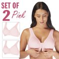 thumbnail image 2 of Carole Martin Full-Freedom Cotton Front Closure Comfort Bra - Wire Free - Stretch Cups - One Size Fits All B, C, and D Style 7276 Set of 2-Pink 44, 2 of 7
