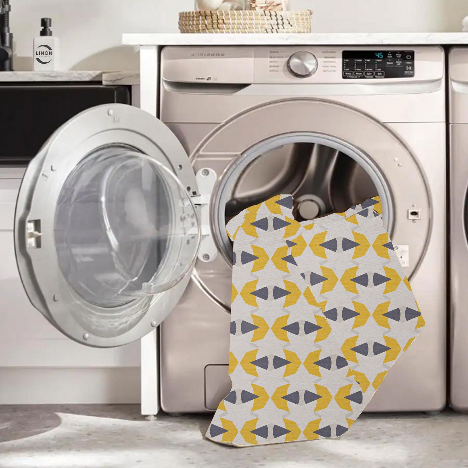 Tapis d'accent extérieur lavable Hialeah ivoire & jaune 3 pi x 5 pi