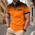 thumbnail image 2 of Male Spring and Summer Mens T Shirt Breathable Short Sleeve T Maternity T Shirts Shirt Solid Color Button Pocket T Shirts for Men Lapel Pocket Bottoming Shirt, 2 of 4