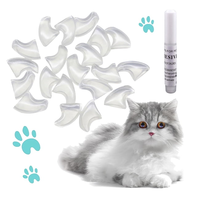 Cat Nail Caps Kit with Glue 18ml for Indoor/Outdoor Use - 20 Soft Rubber Caps for Pet Nail Durable TPR Material Safe Pet Care Platform Competitive Title 20PCS