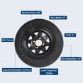 thumbnail image 3 of 2-Pack 4.80-12 Trailer Tires with 12" Black Spoke Rims - 6PR Load Range C - 4 Lug 4" Bolt Design - Heavy Duty, All-Weather, Easy Assembly - Utility, Camper, Boat Trailers, 3 of 6