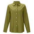 thumbnail image 4 of RXIRUCGD Blouse Chemise Décontractée pour Femme à Manches Longues, Col Rabattu, Couleur Unie, Hauts, Cardigan à Simple Boutonnage, Blouse avec Poches, Vert, Taille : L, 4 of 8