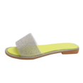 thumbnail image 2 of Womens Flat Sandals Rhinestone Clear Strap Open Toe Colorful Blingbling Non Slip Lightweight Breathable Summer Beach Sandals Yellow, 2 of 6
