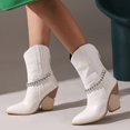 thumbnail image 1 of Qertyioot Bottes de Neige Zippées pour Femmes, Bottes Mode Unies à Talons Hauts Pointus, 1 of 5