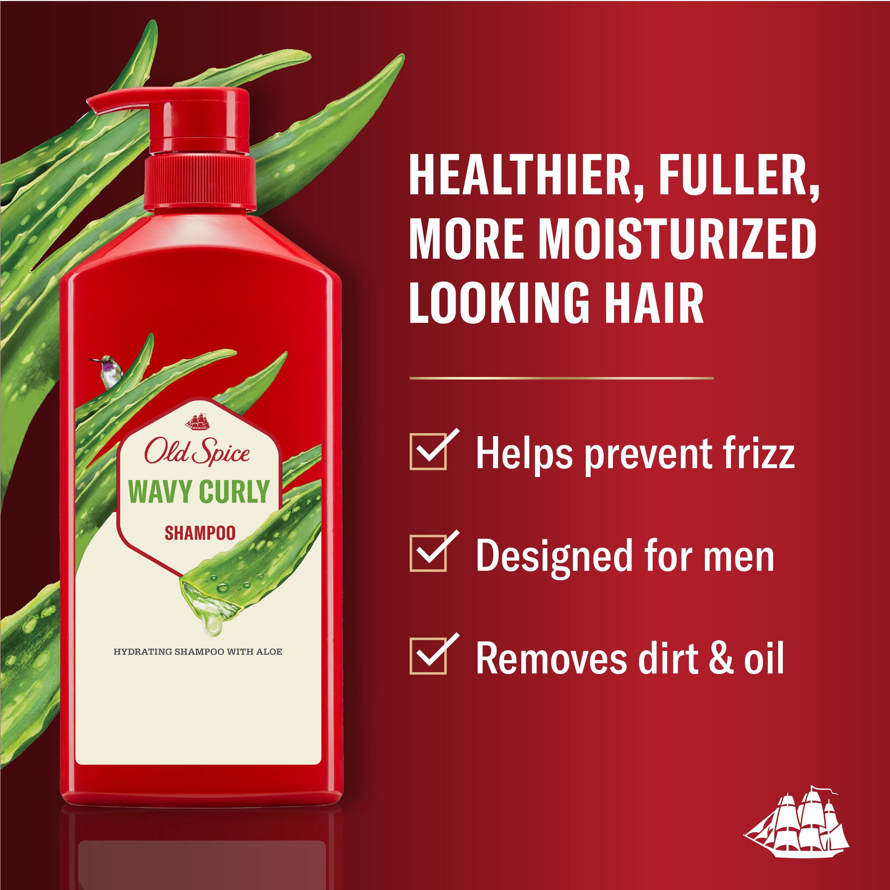 Old Spice Shampooing pour Cheveux Ondulés et Bouclés avec Aloès & Huile d'Avocat