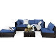 thumbnail image 3 of Costway 6PCS Outdoor Patio Rattan Furniture Set Cushioned Sectional Sofa Navy, 3 of 9