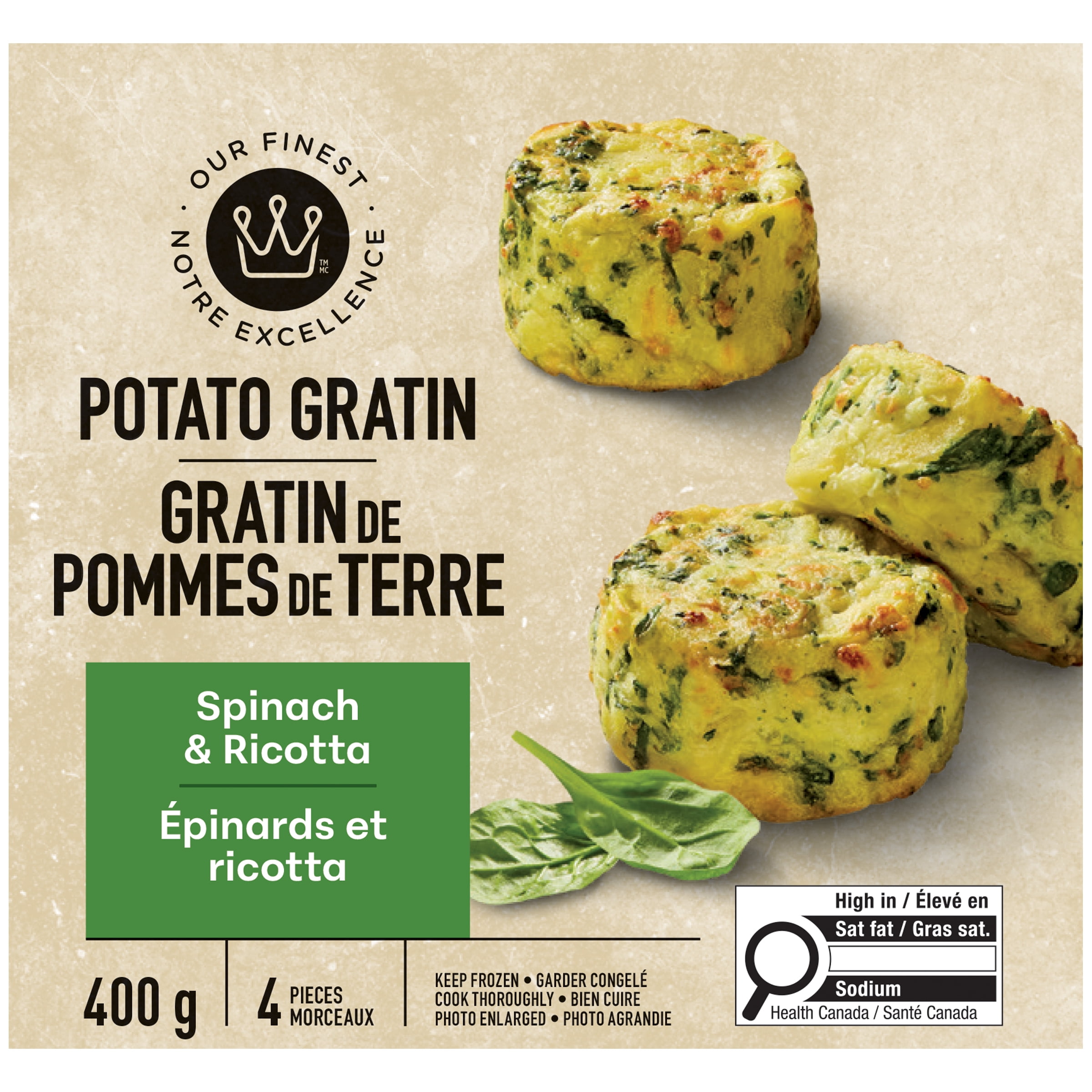 Gratin de pommes de terre Épinards et ricotta Notre Excellence 400 g