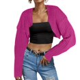 thumbnail image 2 of Women's Ribbed Knit Crop Cardigan Long Sleeve Open Front Loose Fit Drop Shoulder Lightweight Comfortable Sweater Top, 2 of 4