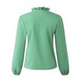 thumbnail image 2 of Innerwin Chemises à Manches Longues Blouse Femme Bureau Hauts Amples à Volants Vert 3TG, 2 of 5