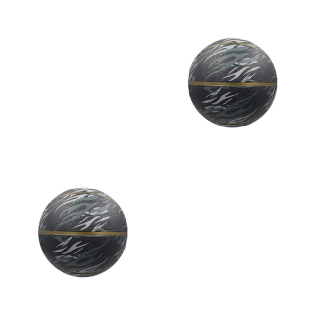 Transemion Elastic Unisex 7 Basketball Balanced Inner Pressure No Leakage PU Training Basketball Match Black- size 5 2Set