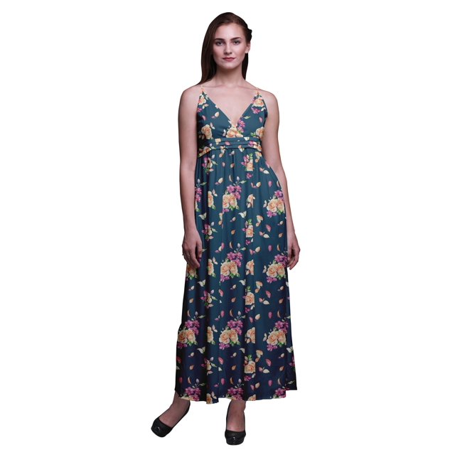 Bimba Robe Longue Chic à Imprimé Floral pour Femme, Style Bohème, Maxi d'Été, Tenue de Plage - Très Petit