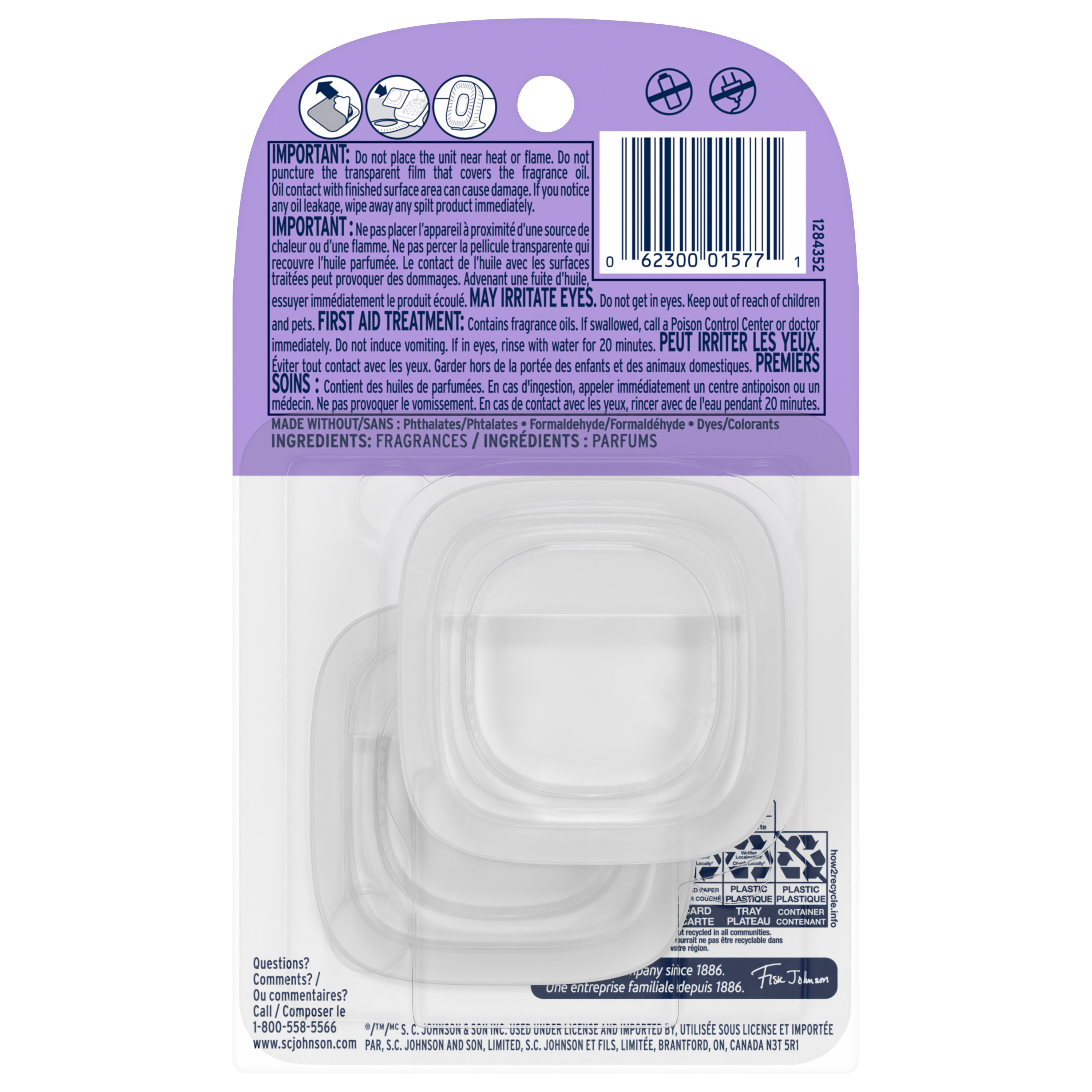Glade® petit assainisseur de pièces 2 recharges - lavande
