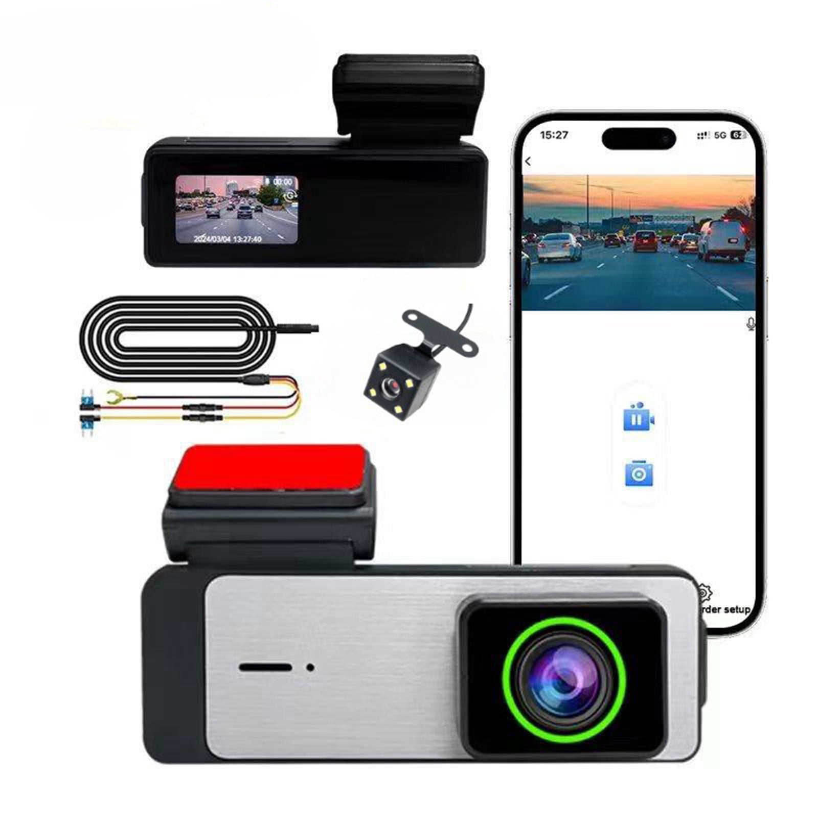 LSLJS Driving Recorder High-definition 1080P Front and Rear 2 Lens Parking Monitoring with Infrared Night Vision WiFi, Dash Cam