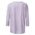 thumbnail image 4 of Timegard Hauts pour Femmes Été Col Rond Manches 3/4 Confortable Couleur Unie T-Shirts Basiques Décontractés Amples Hauts Blouses, 4 of 5