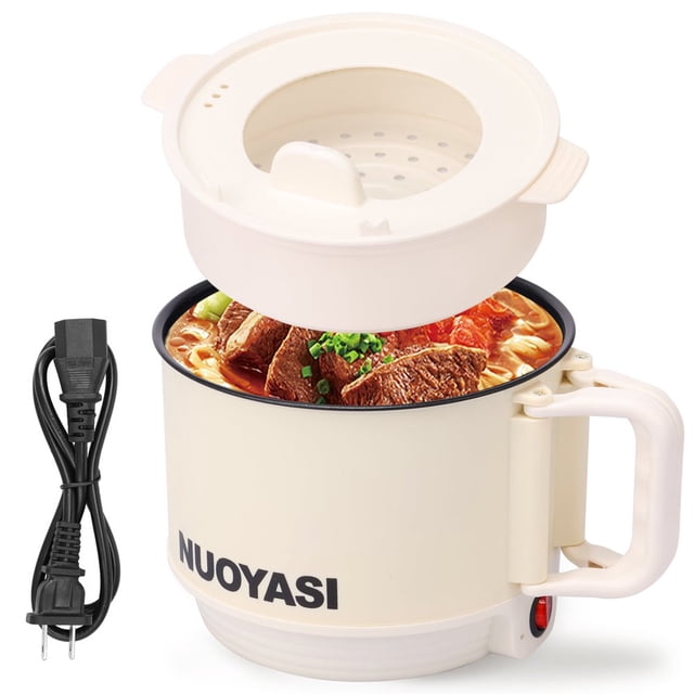 LOVEVER Electric Hot Pot with Over Heating and Dry Burning Protection Nonstick Electric Ramen Cooker 1.8L 450W Electric Pot Portable Hot Pot Electric Cooker for Ramen Steak Fondue Soup